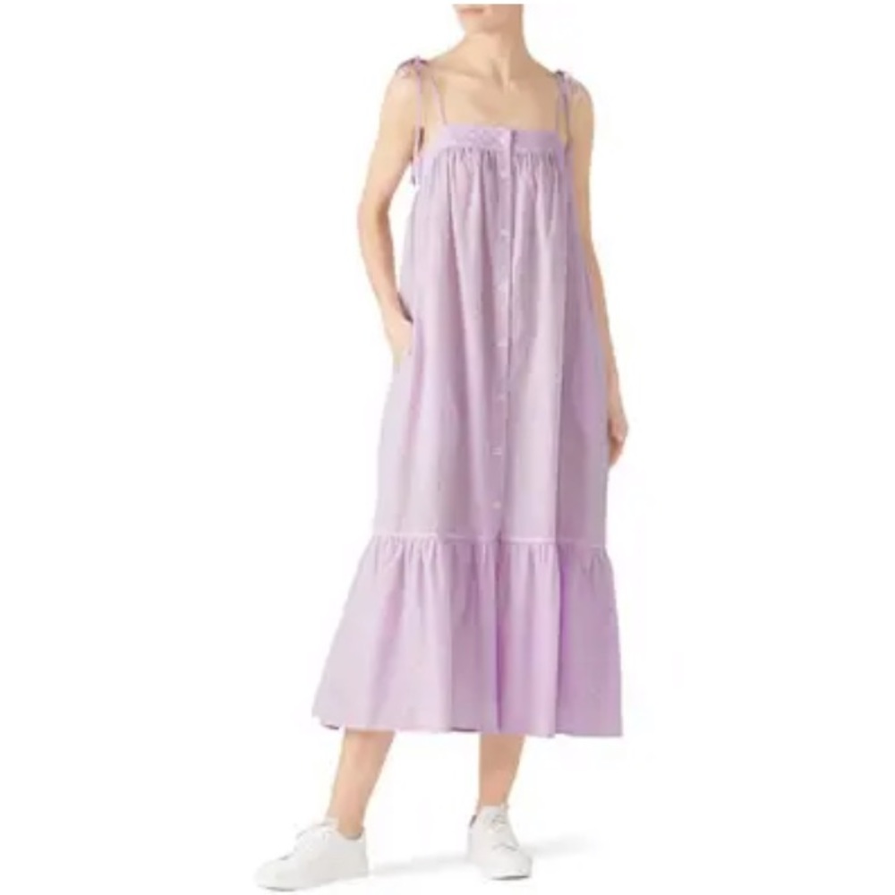0 MDS STRIPES LAVENDER EYELET DRESS